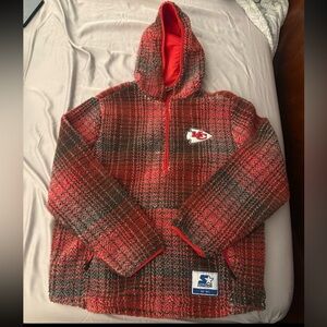STARTER KANSAS CITY CHIEFS MENS RED GUS PULLOVER JACKETS